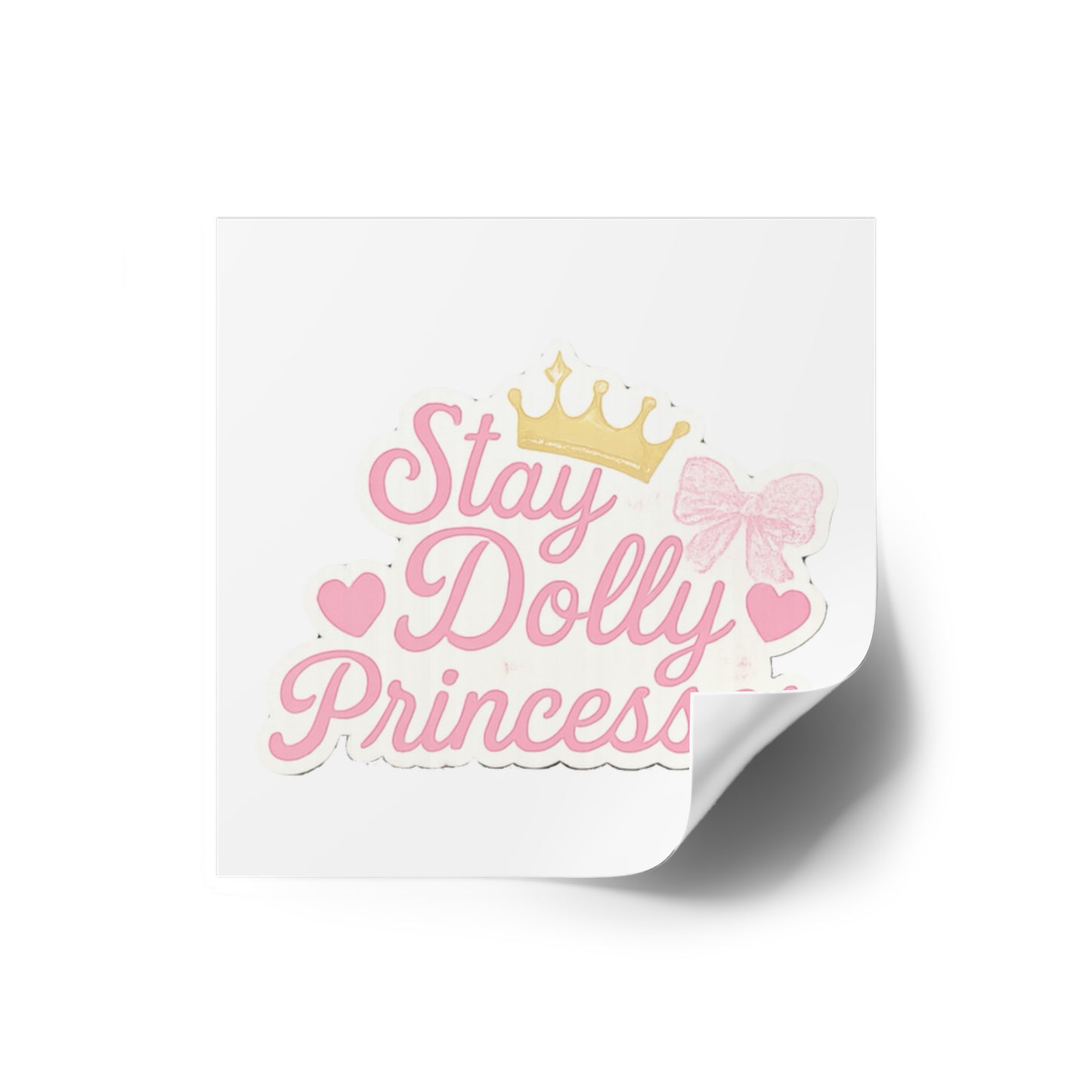 Stay Dolly Princesses Square Stickers | Cute Pink Stickers for Kids, Party Favors, Journals, Scrapbooking, Room Decor